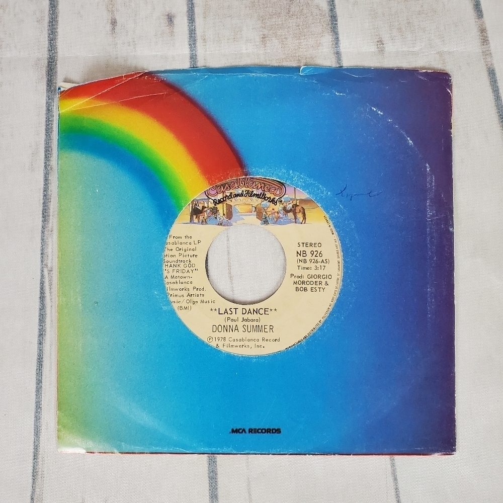 2/$25 Donna Summer Last Dance 45 RPM Record 1978 Vintage Vinyl